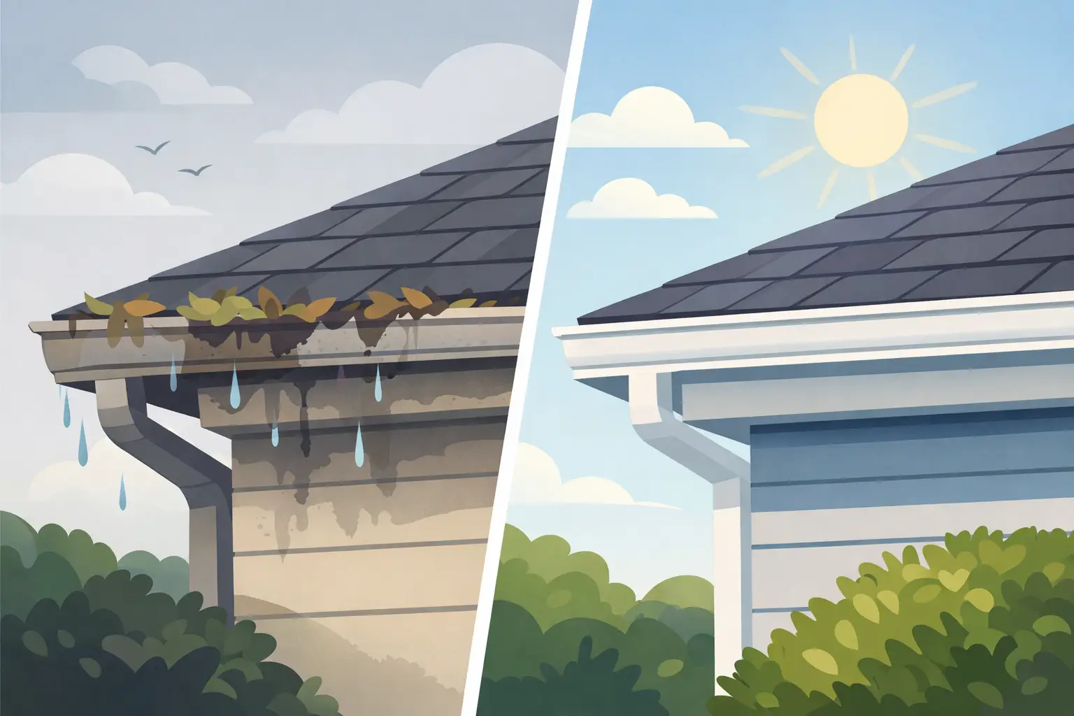 Before and After Gutter Replacement