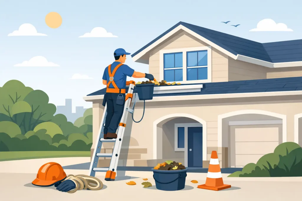 Gutter Cleaning for Two Story House Safety Tips