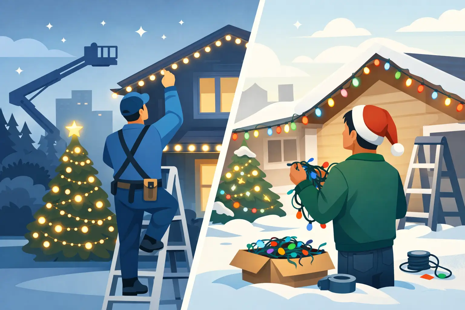 Professional Versus DIY Christmas Lighting