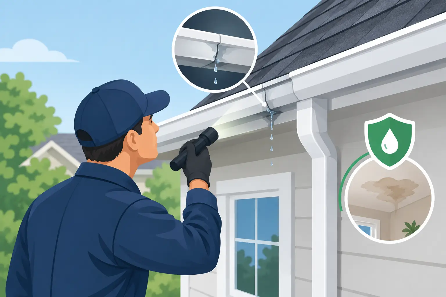 Gutter Leak Inspection Stops Water Damage Early